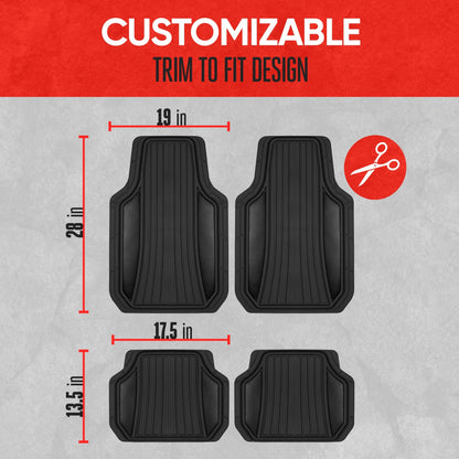 MotorTrend 4-Piece Shield Zwei-Tone Gloss Vorderbodenmatten und Hinterbodenmatten - Heavy Duty, All Weather, Trimmen Sie, um zu passen