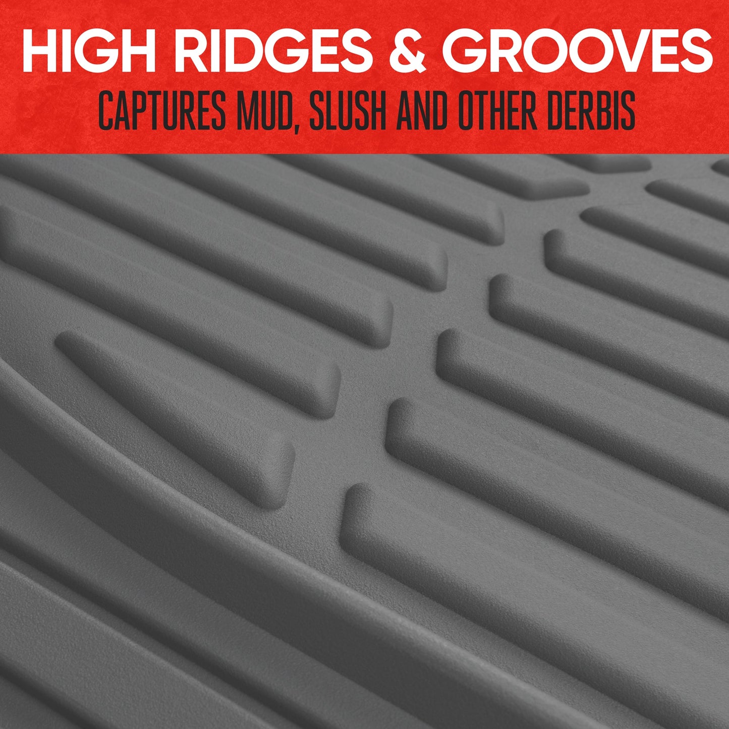 MotorTrend 4-Piece 3-Rows FlexTough Deep Dish Vorderbodenmatten, Mittelbodenmatten und Hinterbodenmatte