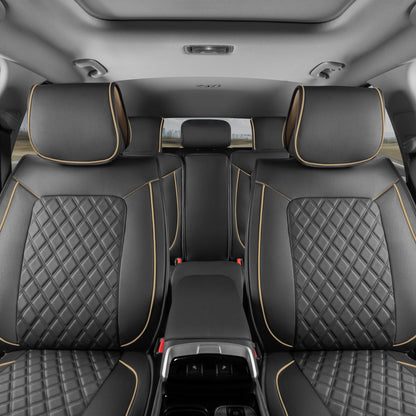 MotorBox 11-Piece Prestige Edition Premium Faux Leather Diamond Stitched Cushion Vordersitz- und Rücksitzabdeckungen