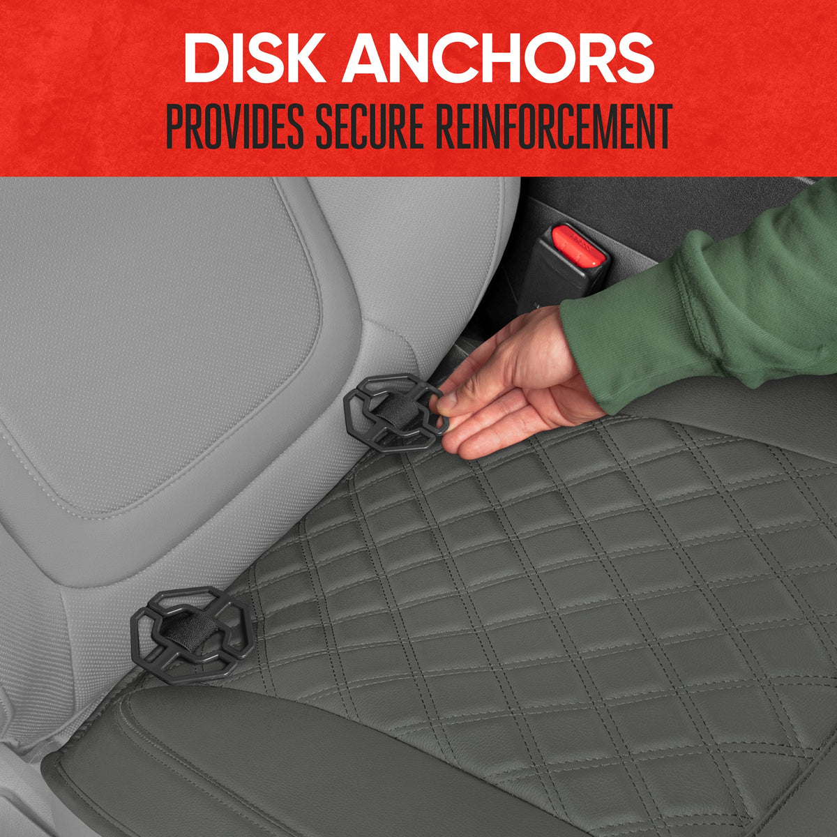 MotorTrend 2-Pack gepolsterte Faux Leather Diamond Nähte Sitzbezüge mit Front Storage Taschen