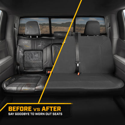 CAT Grauer Rücksitzbezug für LKW, Autos & SUVs - Heavy-Duty Oxford Canvas - 60/40 Split Bench Protector - Langlebiger Rücksitzbezug für Arbeitsfahrzeuge, Haustiere, Reisen - Car & Truck Interior Accessory