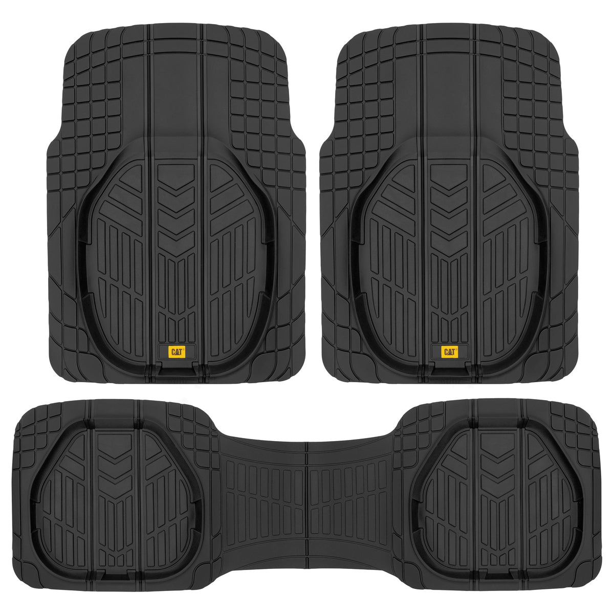 CAT 3-Piece Deep Dish Reservoir Vorderbodenmatten und Hinterbodenmatten - Heavy Duty, All Weather, Trimm to Fit
