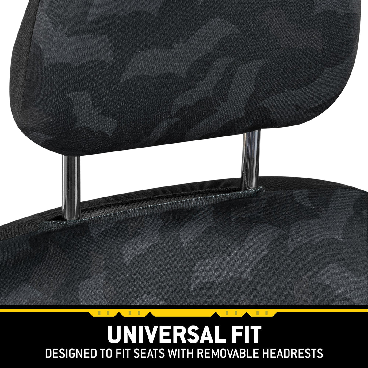 Warner Bros DC Comics 2-Pack Batman Logo mit Bat Background Vordersitzbezügen und 2-Pack Batman Logo Sitzgurtpads