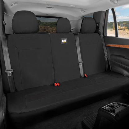 CAT Black Rear Seat Cover für LKWs, Autos & SUVs – Heavy-Duty Oxford Canvas – 60/40 Split Bench Protector – Langlebige Rücksitzabdeckung für Arbeitsfahrzeuge, Haustiere, Reisen – Car & Truck Interior Accessory