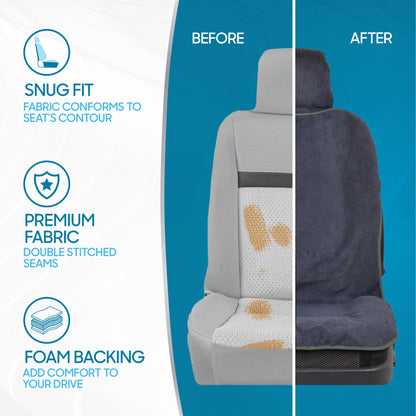 BDK UltraFit Waterpoof Car Seat Towel Cover, Black Trim - Waschbarer Schweißsitz-Protektor, ideal für Fitness-Studio-Surfen-Lauf-Crossfit, passt zu den meisten Auto-LKW Van und SUV (Mehrere Farben)