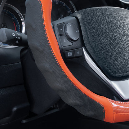 Motor Trend UltraSport Carbon Fiber Steering Wheel Cover, Standard 15 Zoll Größe, Black Faux Leather Comfort Grip, Car Steering Wheel Cover für Auto Truck Van SUV (Mehrere Farben)
