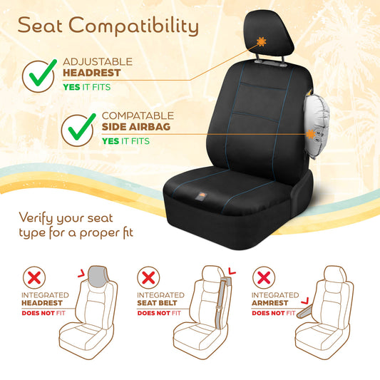 C&C Napa Ledertasche 2 Vordersitze - Faux Leder Auto Sitzprotektoren für Autos & LKW - UV-resistent, leicht zu reinigen, universelle Passform - Stilvolles Küstendesign für Sommer Auto Interior Upgrade