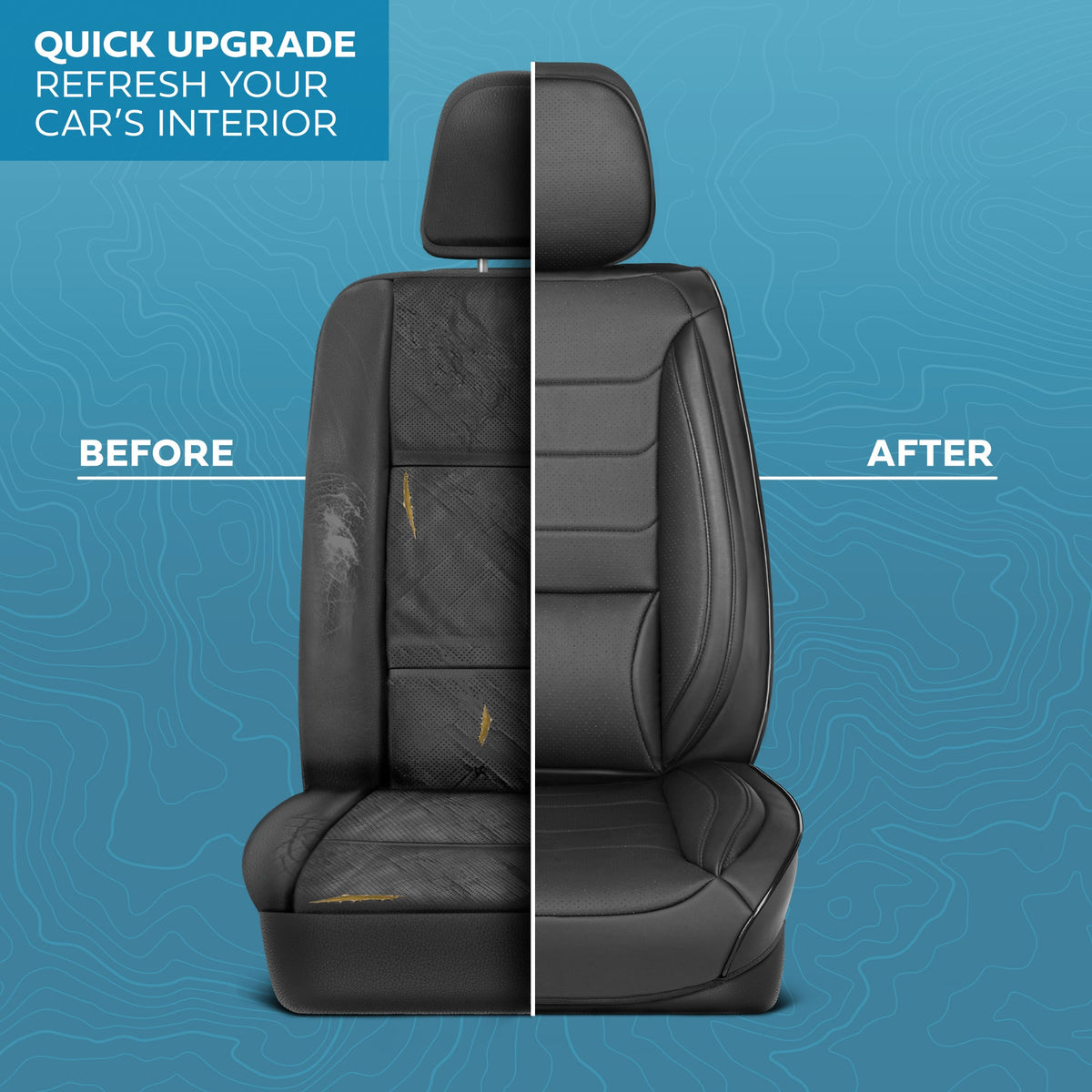 MotorBox Elite Edition Faux Ledersitz Abdeckungen für Autos, LKW und SUV - 2 schwarze Autositz Abdeckungen für Vordersitze - Universal Fit Car Zubehör Automotive Interior Cover Protector für die meisten Fahrzeuge