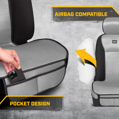 Raupe AeroMesh Graue Sitzbezüge für LKW, Auto & SUV - (2) Front Truck Seat Cover Protector - Breathable Mesh Universal Fit Car Seat Covers - Automotive Seat Covers Top of Seat Protection