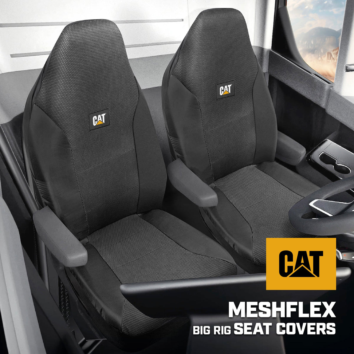 CATTM Semi Truck Seat Covers – Heavy Duty Interior Zubehör für große Rigs, 18 Wheelers & Semis – Breathable Mesh Universal Fit Truck Zubehör für Semi Trucks – Bestes Zubehör für Long Haul Trucker