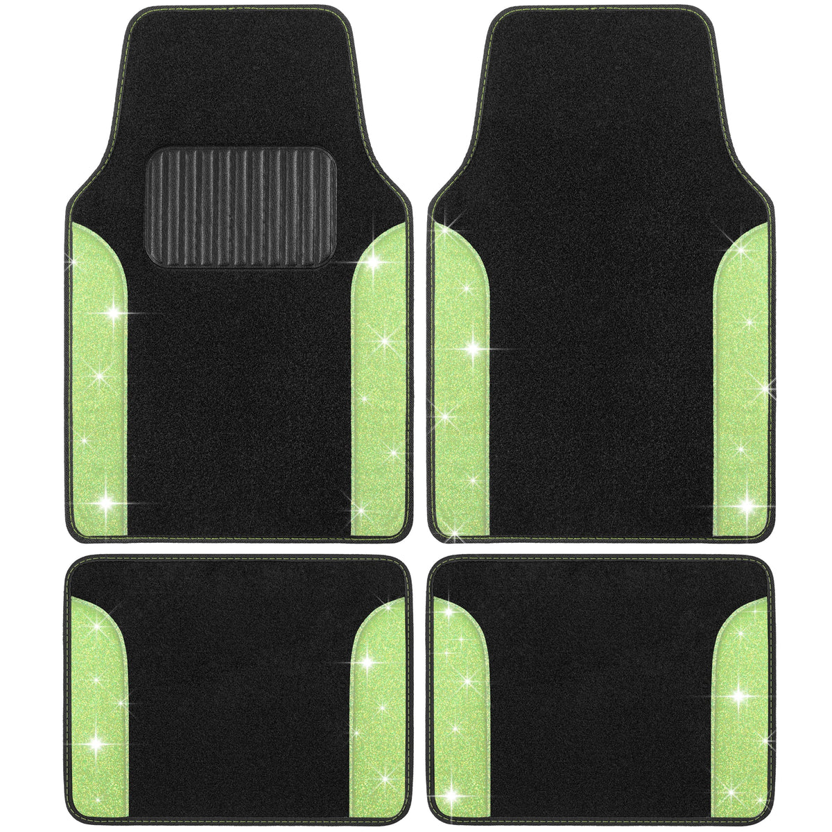 Carbella 4-Piece Sparkle Glitter Vorderbodenmatten und Hinterbodenmatten