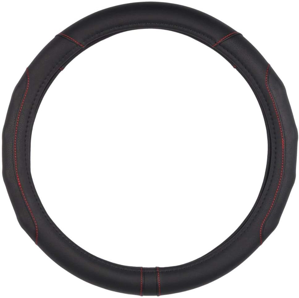 Motor Trend GripDrive Synthetische Leder Auto Lenkrad Abdeckung Schwarz mit farbigen Accent Stitching Komfort Grip - Standard 15 Zoll (Mehrere Farben & Größen)
