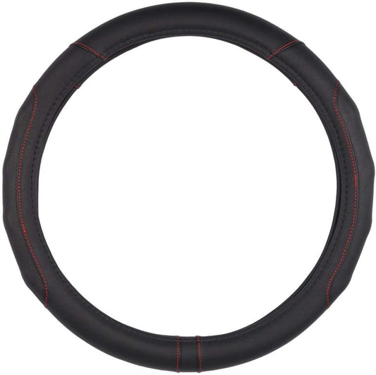 Motor Trend GripDrive Synthetische Leder Auto Lenkrad Abdeckung Schwarz mit farbigen Accent Stitching Komfort Grip - Standard 15 Zoll (Mehrere Farben & Größen)
