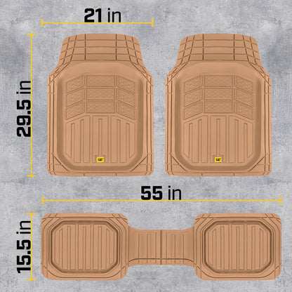 CAT 3-Piece Deep Dish Vorderbodenmatten und Hinterbodenmatten - Heavy Duty, All Weather, Trimm to Fit