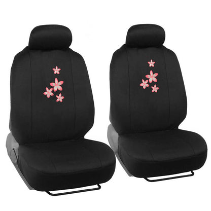 BDK 12-Piece Pink Flowers Vordersitzbezüge, Rücksitzbezug, Sitzgurtpads und Lenkradbezug (Fits 14.5' - 15.5')