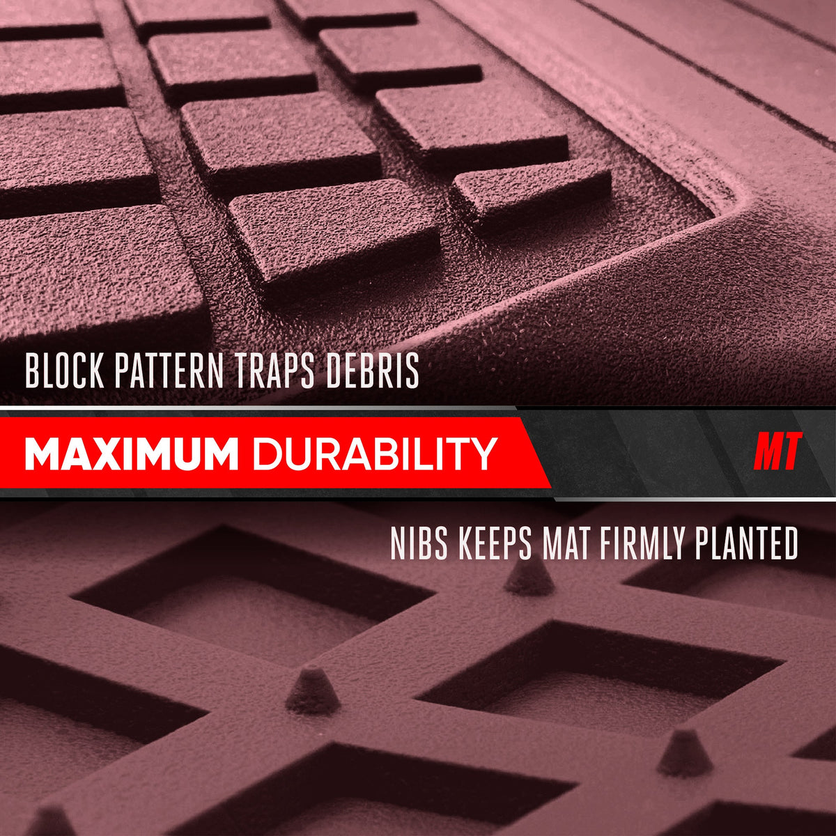Motor Trend FlexTough Rear Cargo Mat - Heavy-Duty Trimmable Car Trunk Mat für die Rückseite des SUV, Universal Rear Cargo Liner für SUV, Flexible Trunk Liner, Automotive Floor Mats & Cargo Liners (Burgundy)