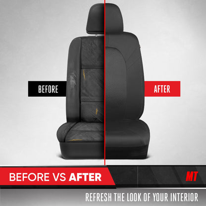 Motor Trend Honeycomb Polyester-Sitzbezüge - Semi Universal Fit Front Seat Protector für die meisten Autos, LKWs, SUVs - Atemberaubendes Hex-Design, einfach zu installieren, Schwarz & Grau Autositzbezug
