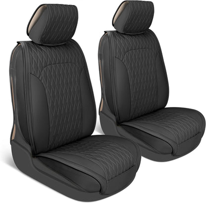 Car Seat Covers - DiamondLux Edition Premium Faux Leather Seat Protectors - Doppelkreuz-Nähte gepolsterte Automobilzubehör für LKW, SUVs, Autos - Front Seat Set