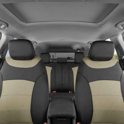 BDK carXS Turismo Car Seat Covers Volles Set, Beige Two-Tone Front Seat Covers mit Split Rear Bench Back Seat Cover, Automotive Seat Covers für LKW SUV Van Auto (Mehrere Farben)