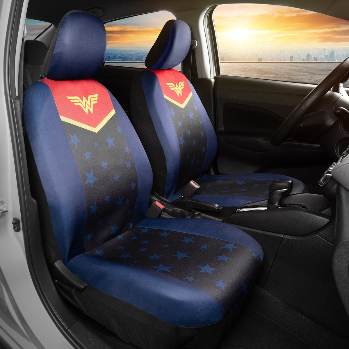 Warner Bros DC Comics 6-Piece Wonder Woman Vordersitzbezüge und Sitzgurtpads