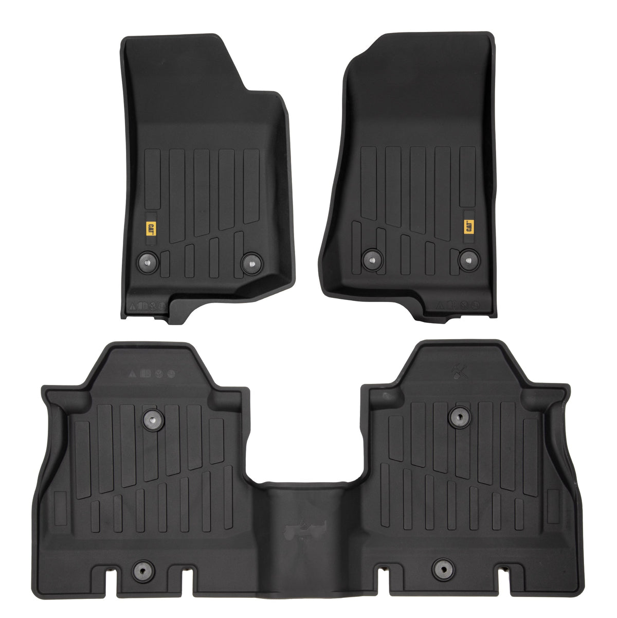 CAT 3-Stück JustFit 3D Bodeneinlagematten für Jeep Wrangler 4WD (2018 - 2026) - All Weather, Heavy Duty, Custom Fit