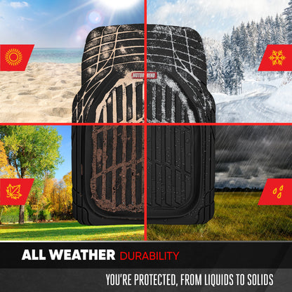 MotorTrend 4-Stück FlexTough Deep Dish Vorderbodenmatten, Hinterbodenmatte und Trunk / Cargo Mat - Heavy Duty, All Weather, Trim to Fit