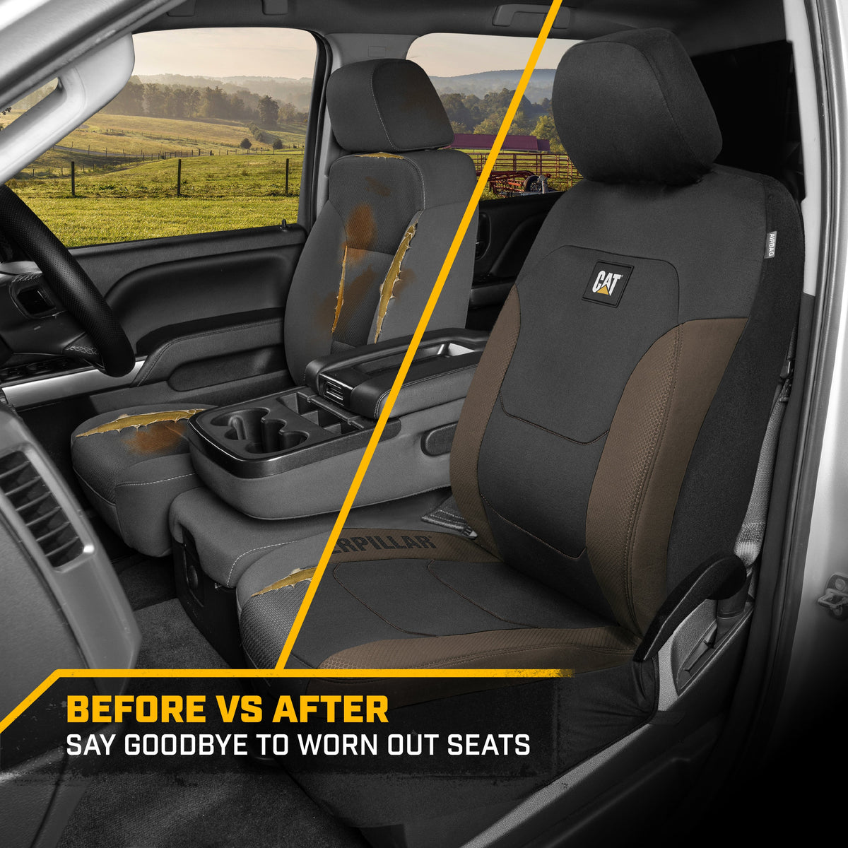 Cat® FlexFitTM Black Beige Sitzbezüge für Autos, LKW und SUV - Set von (2) Front Car Seat Cover Front Seat Protectors - Airbag-kompatible Sitzbezüge für SUV Interior Covers & Seat Cover Zubehör