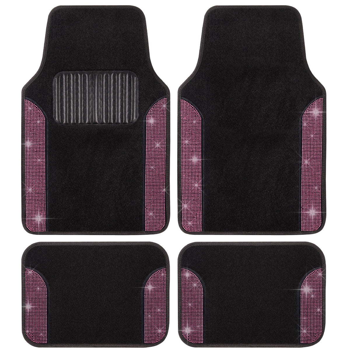 Carbella 4-Piece Diamond Bling Vorderbodenmatten und Hinterbodenmatten - Pink