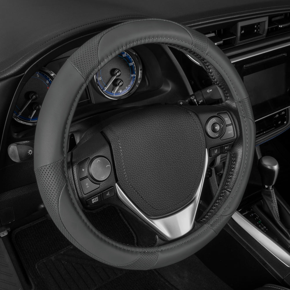 MotorTrend Soft Touch Perforierte Mikrofaser-Lenkradabdeckung (Fits 14.5' - 15.5')