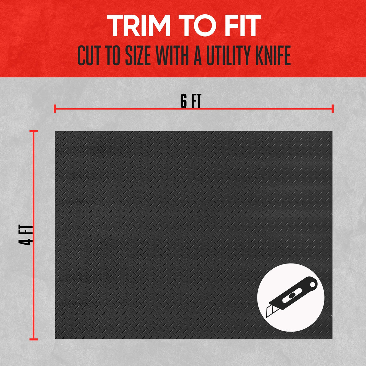 MotorTrend Diamond Metal Look Trunk / Cargo Liner Mat - Heavy Duty, All Weather, Trim to Fit (4' x 6')