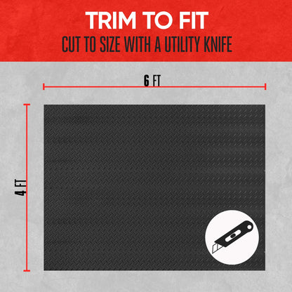MotorTrend Diamond Metal Look Trunk / Cargo Liner Mat - Heavy Duty, All Weather, Trim to Fit (4' x 6')