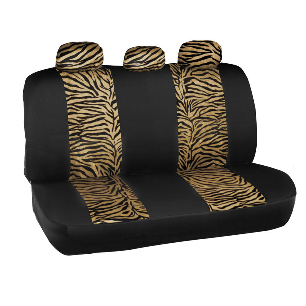 BDK 12-Piece Brown Tiger Vordersitze, Rücksitze, Sitzgurtpads und Lenkradabdeckung (Fits 14.5' - 15.5')