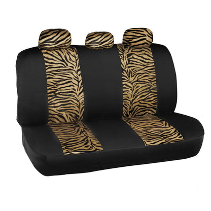 BDK 12-Piece Brown Tiger Vordersitze, Rücksitze, Sitzgurtpads und Lenkradabdeckung (Fits 14.5' - 15.5')