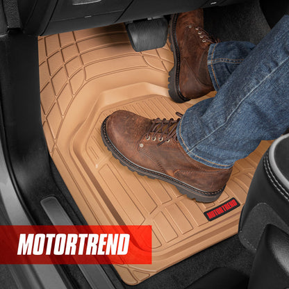 MotorTrend 3-Stück FlexTough Defender Vorderbodenmatten und Hinterbodenmatte - Heavy Duty, All Weather, Trimmen Sie, um zu passen