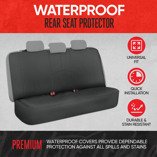 Motor Trend SpillGuard Wasserdichter Hintersitz Bench Car Seat Cover, All Charcoal Stitching - Split Bench Hintersitz Protector mit Neopren-Padding, Rücksitz Abdeckung für Kinder & Hunde, Auto-Innenraum Abdeckungen