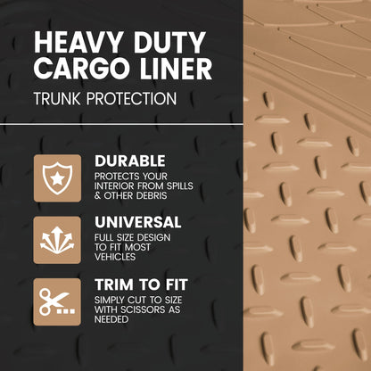 BDK Trunk / Cargo Rubber Liner - Heavy Duty, All Weather, Trim to Fit (53.8 'x 43.2')