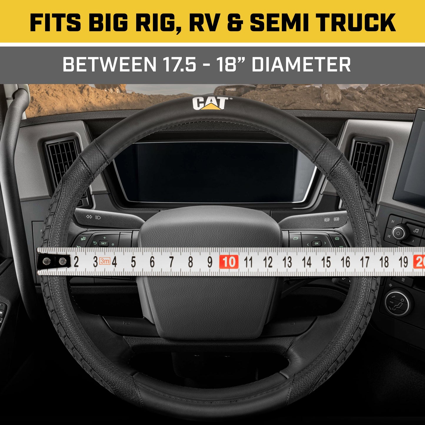 CAT DuraGrip Lenkradabdeckung mit Traktionsgriffen für Wohnmobile, Halblastwagen, Lastwagen und Big Rigs XXL (Fits 17.5' - 18')