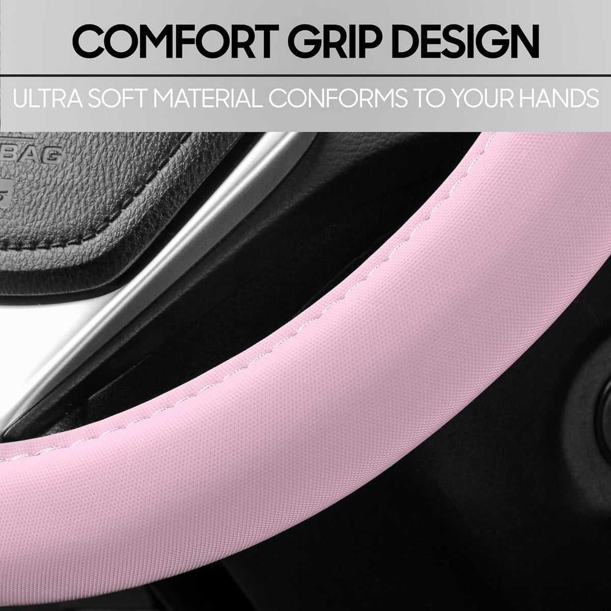 BDK Ultra Soft Blue Steering Wheel Cover für Frauen, Standard 15 Zoll Größe, niedlich Comfy Grip Faux Leder Auto Lenkrad Abdeckung für LKW Van SUV Auto (Mehrere Farben)