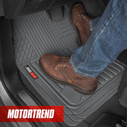 MotorTrend 3-Stück FlexTough Advanced Gummi Mehrkanal-Frontbodenmatten und hintere Bodenmatte