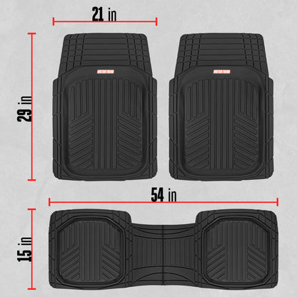 MotorTrend 3-Stück FlexTough Plus Deep Dish Line Rillen Vorderbodenmatten und Hinterbodenmatte - Heavy Duty, All Weather, Trimmen Sie, um zu passen