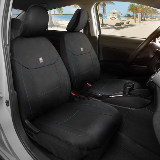 C&C Napa Ledertasche 2 Vordersitze - Faux Leder Auto Sitzprotektoren für Autos & LKW - UV-resistent, leicht zu reinigen, semi-universal fit - Stilvolles Küstendesign für Sommer Auto Interior Upgrade