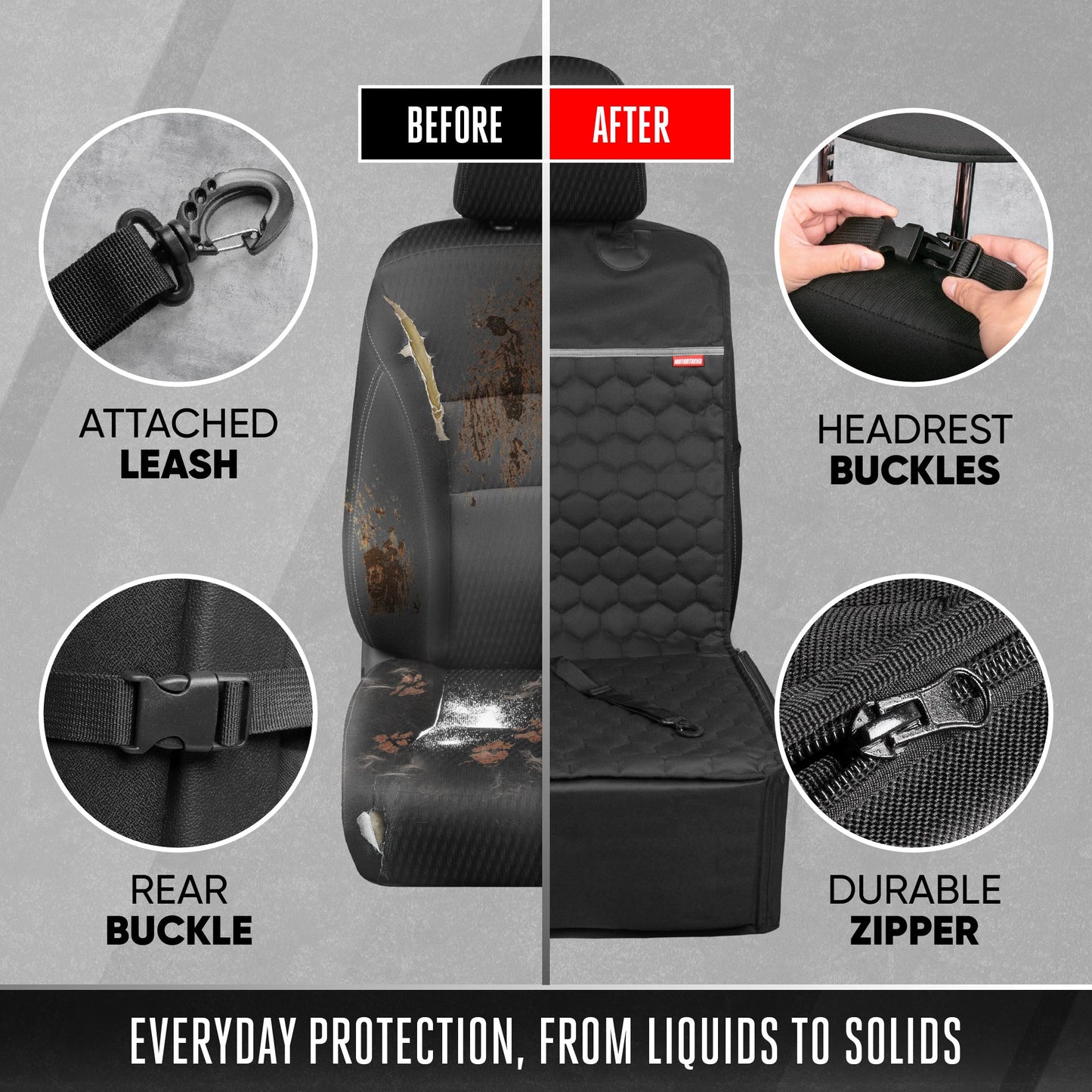 Motor Trend Dog Car Seat - 2 in 1 wasserdichter Faltbarer Bucket Style Truck Dog Booster für mittelgroße und kleine Hunde - Pet Car Protector & Pet Anxiety Seat - Universal Fit für Autos, LKW und SUV