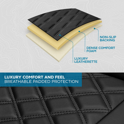 MotorBox Premium Napa Lederrücksitz Abdeckung - Semi Universal Fit für die meisten Autos, LKW & SUV - Black Back Seat Protector - Anti-Rutsch, langlebige Bench Abdeckung - Einfache Installation, Luxus Auto Interior Upgrade