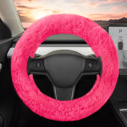 Carbella Soft Pink Fuzzy Lenkrad Abdeckung, Standard 15 Zoll Größe passt die meisten Fahrzeuge, niedliche Faux Pelz Auto Lenkung Abdeckung mit Soft Fluffy Furry Touch, Auto Zubehör für Frauen