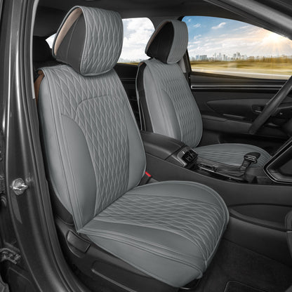 Car Seat Covers - DiamondLux Edition Premium Faux Leather Seat Protectors - Doppelkreuz-Nähte gepolsterte Automobilzubehör für LKW, SUVs, Autos - Front Seat Set