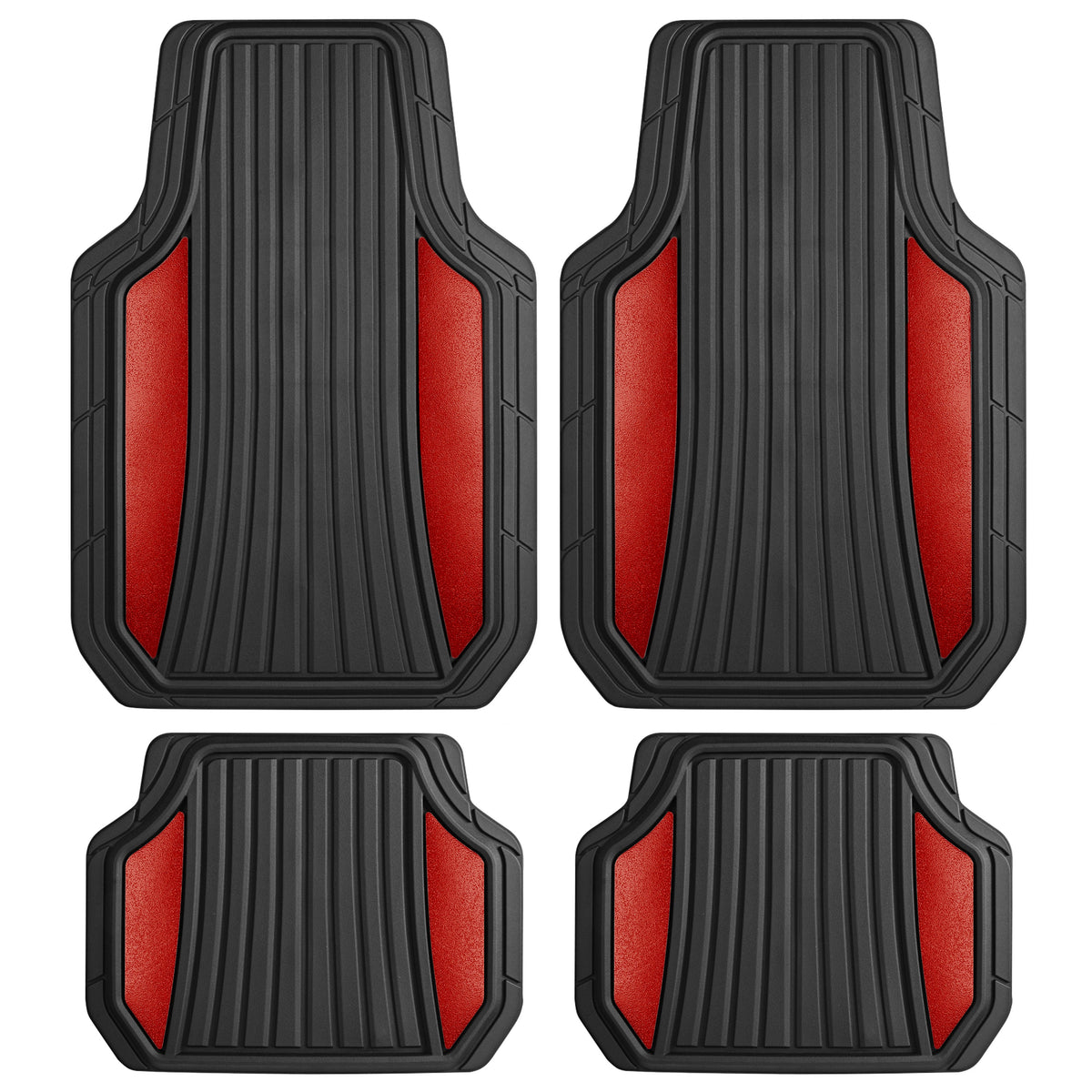 MotorTrend 4-Piece Shield Zwei-Tone Gloss Vorderbodenmatten und Hinterbodenmatten - Heavy Duty, All Weather, Trimmen Sie, um zu passen