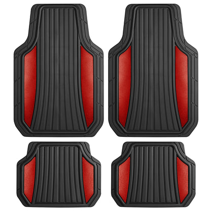 MotorTrend 4-Piece Shield Zwei-Tone Gloss Vorderbodenmatten und Hinterbodenmatten - Heavy Duty, All Weather, Trimmen Sie, um zu passen