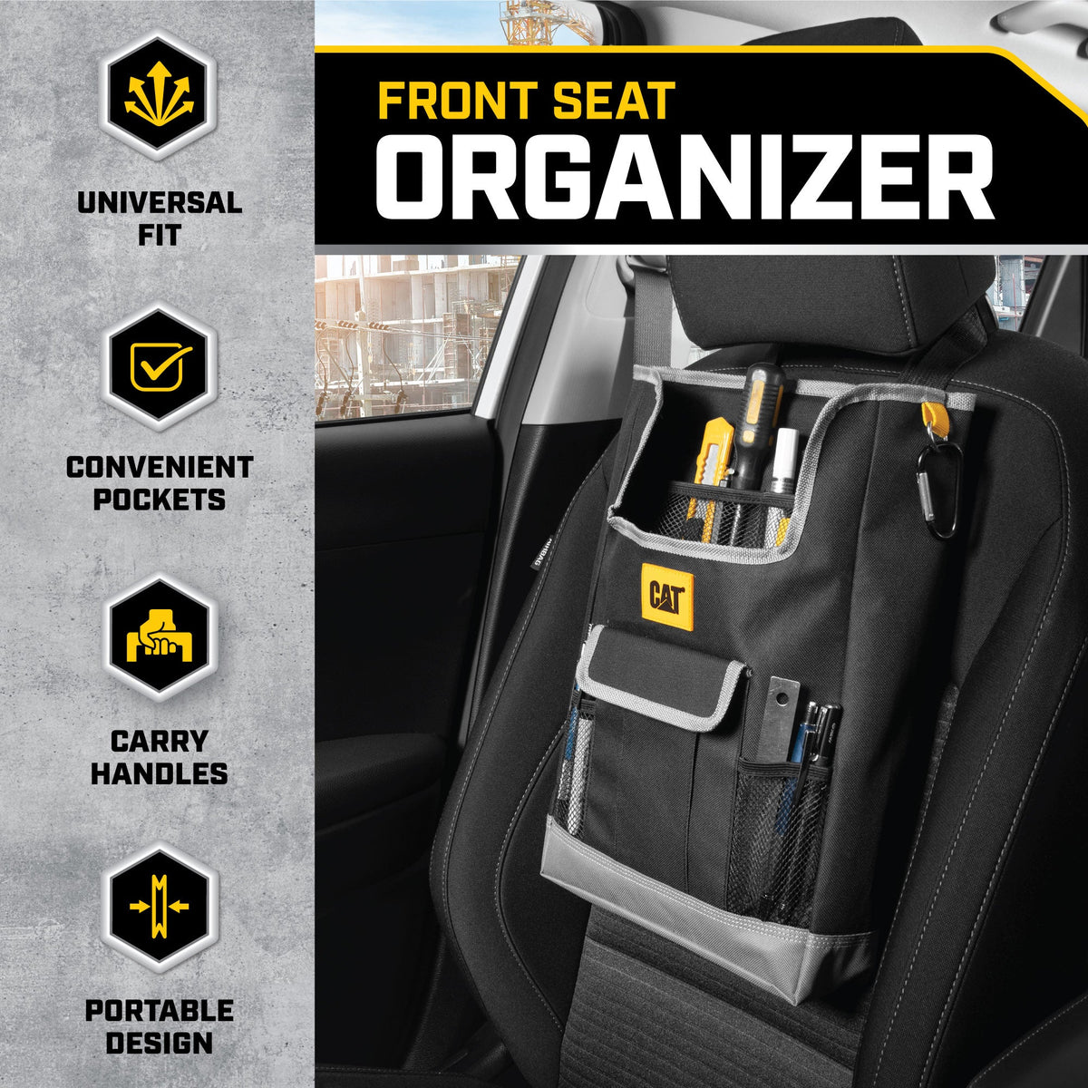 CAT Fahrzeug Vordersitz Organizer Lagerung mit verstellbaren Straps (16' x 12')