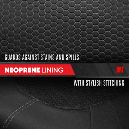 Motor Trend Honeycomb Polyester-Sitzbezüge - Semi Universal Fit Front Seat Protector für die meisten Autos, LKWs, SUVs - Atemberaubendes Hex-Design, einfach zu installieren, Schwarz & Grau Autositzbezug