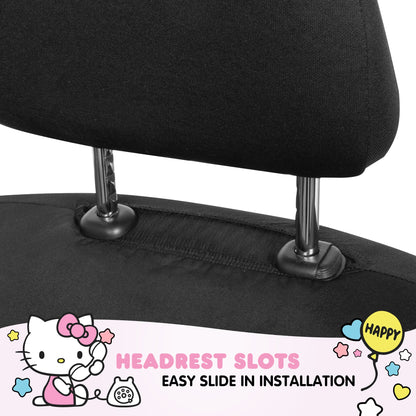 Hello Kitty Car Seat Covers - Niedliche und langlebige Pink Vordersitzbezüge, entzückendes Hello Kitty Design, komfortables und lang anhaltendes Polyester, Autozubehör Geschenk Hello Kitty Zubehör 2pc Schwarz / Pink